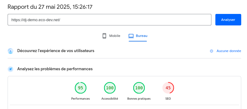 Analyse PageSpeed