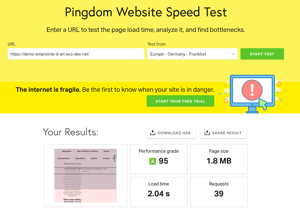 Analyse Pingdom