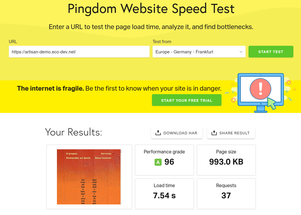 Analyse Pingdom