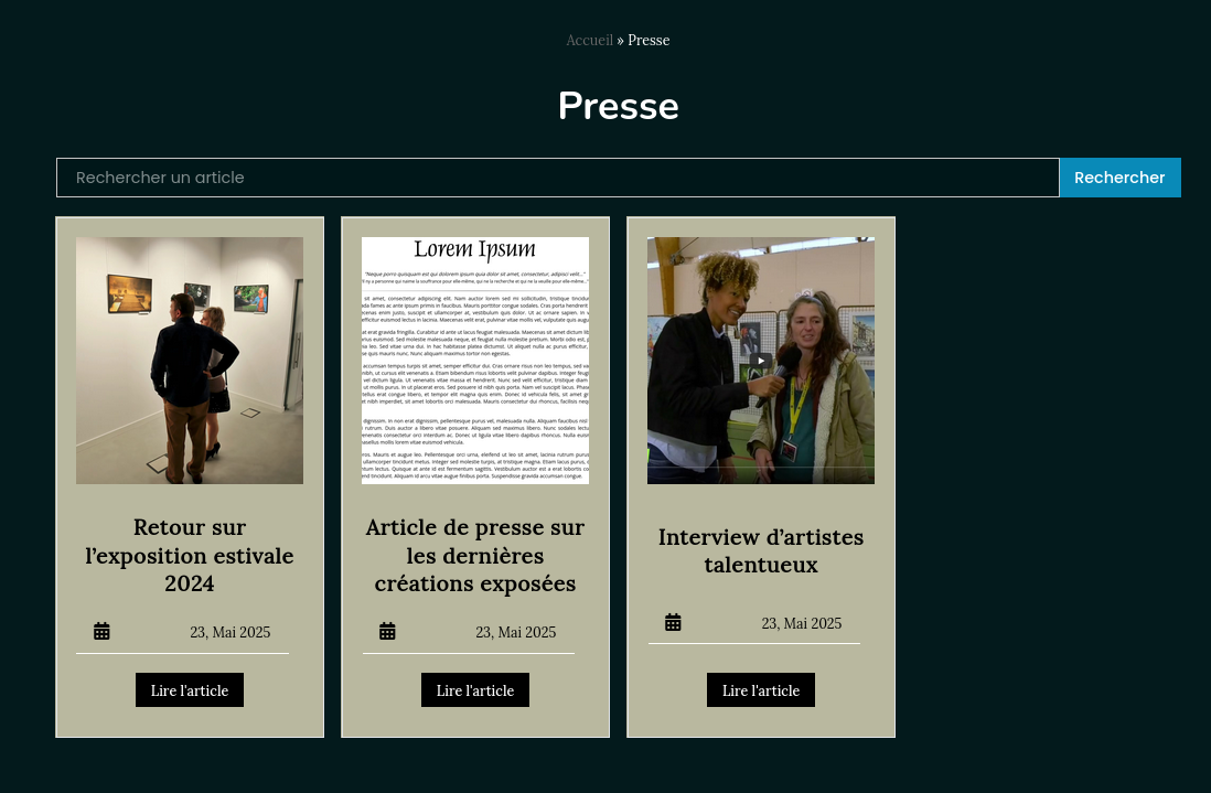 La galerie Démo - Articles de Presse