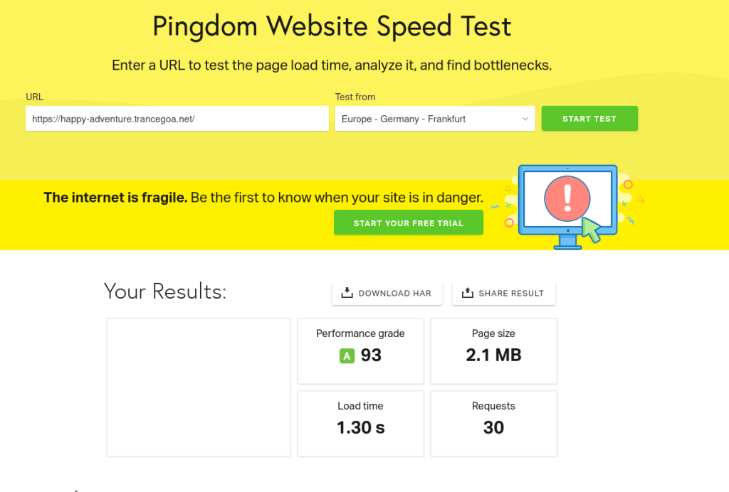 Analyse Pingdom