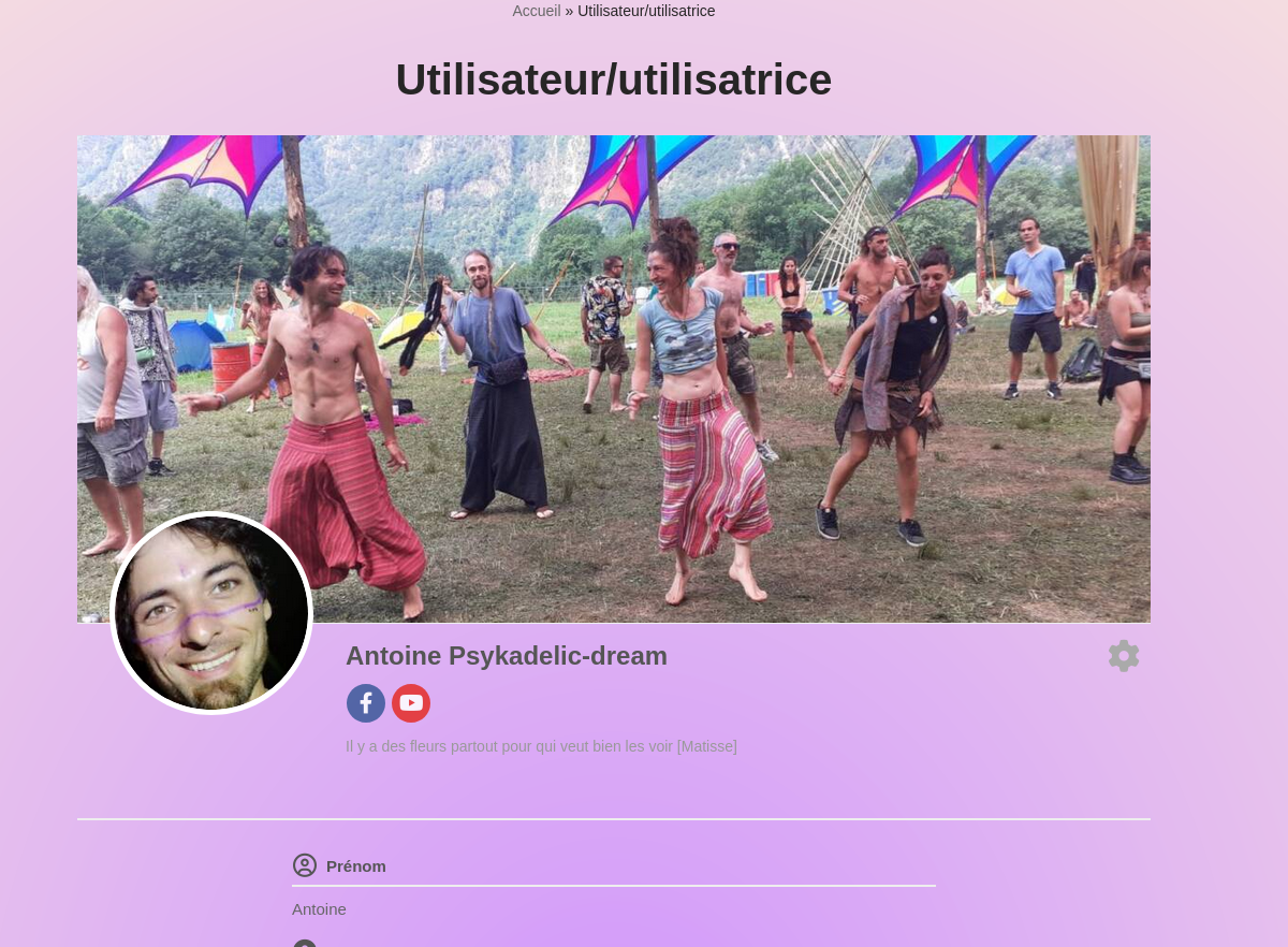 Fiche de profil d'un membre