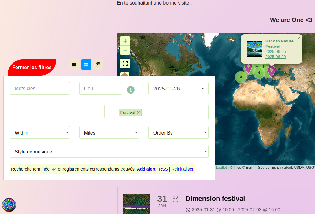 Carte avec bloc de recherche