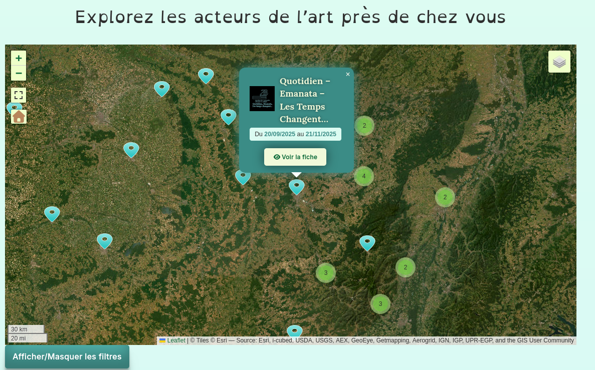 Carte interactive avec popup d'événement